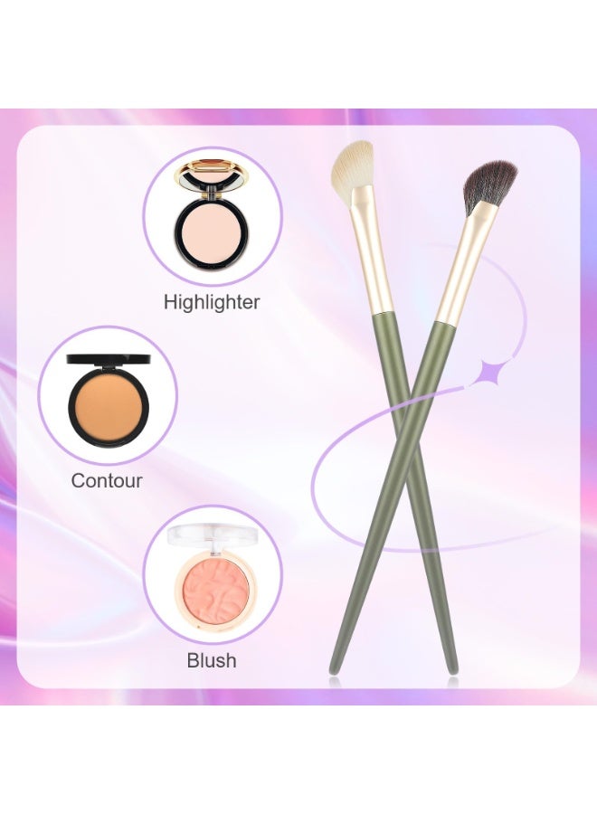 Peachjoy 2Pcs Nose Contour Angled Contour Brush, Half Fan-Shape Nose Shadow Brush, Soft Facial Fan Brush, Concealer, Under Eye Blush, Highlighter Brush for Blending Liquid Cream Powder Cosmetics - Image 3